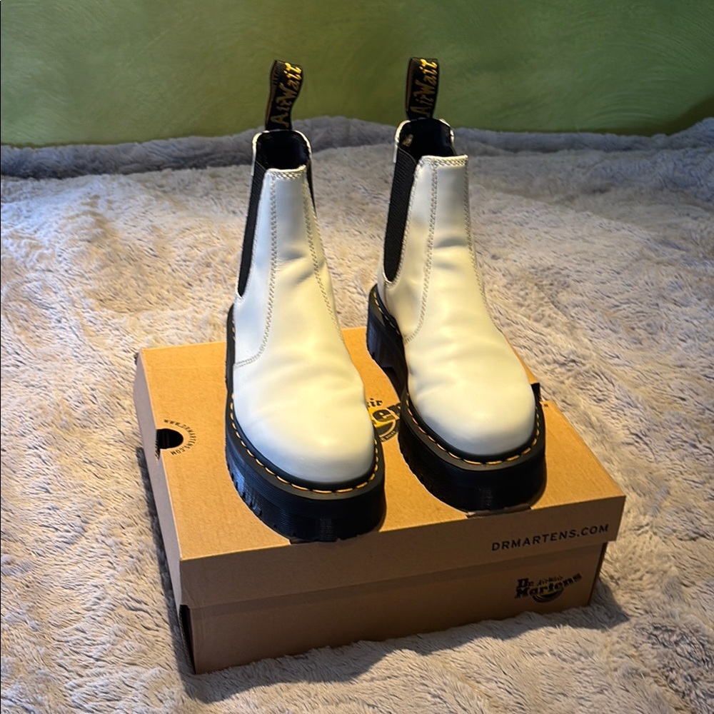 Dr. Martens White platform Chelsea boots